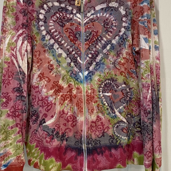 Eyeshadow Jacket with a hoodie. Multi Color, Tie-Dyed Size~Large - Picture 2 of 3